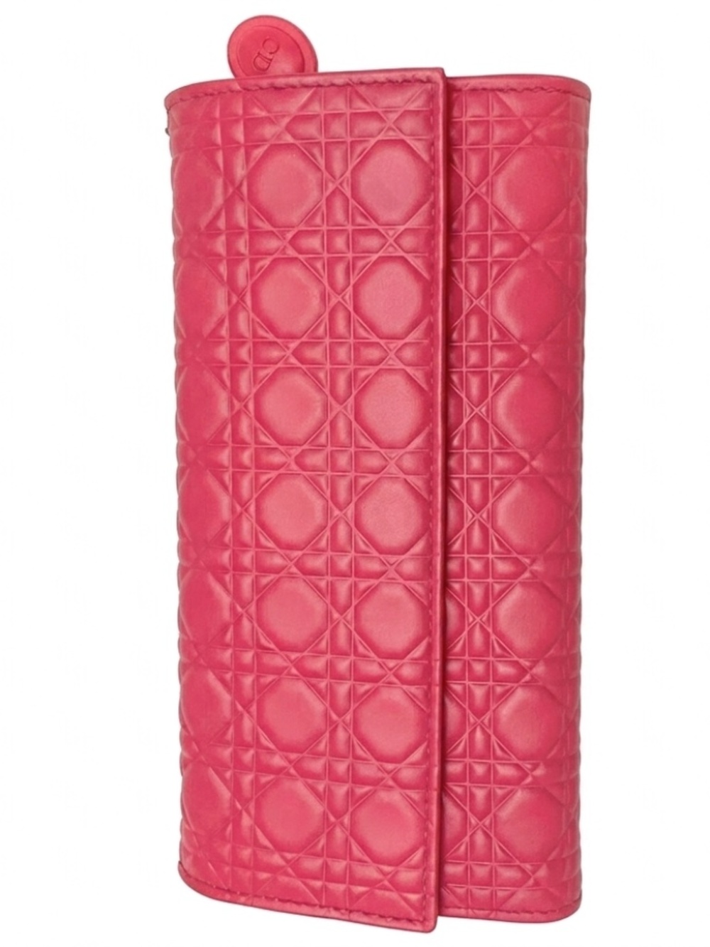 Christian Dior 2014 Pink & Orange Lambskin Cannage Rendezvous WOC Crossbody